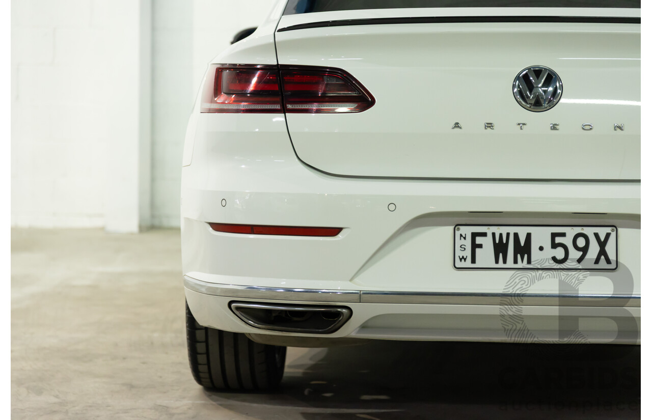 09/2018 Volkswagen Arteon 206TSI R-Line (AWD) MY19 5d Liftback Pure White Turbo 2.0L
