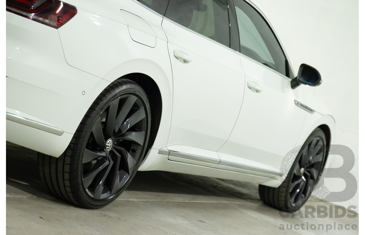 09/2018 Volkswagen Arteon 206TSI R-Line (AWD) MY19 5d Liftback Pure White Turbo 2.0L