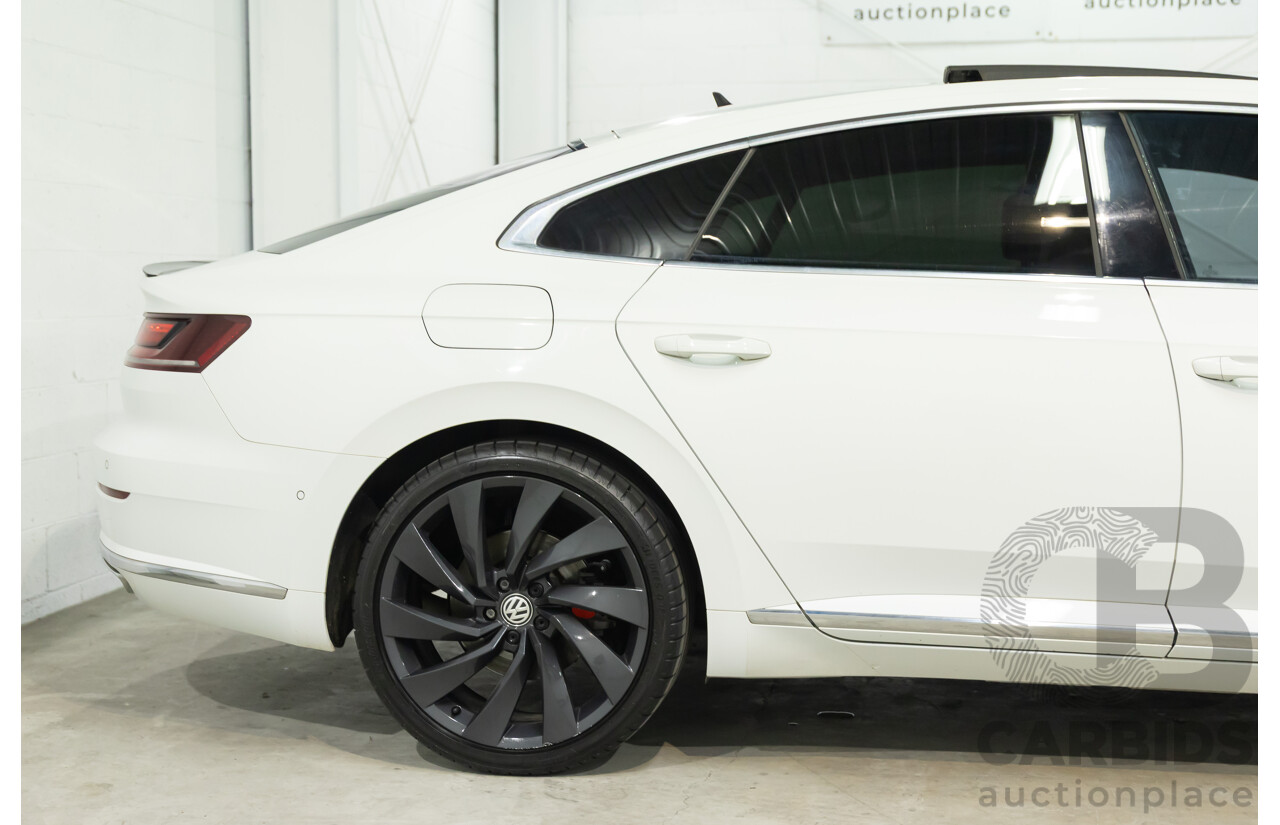 09/2018 Volkswagen Arteon 206TSI R-Line (AWD) MY19 5d Liftback Pure White Turbo 2.0L