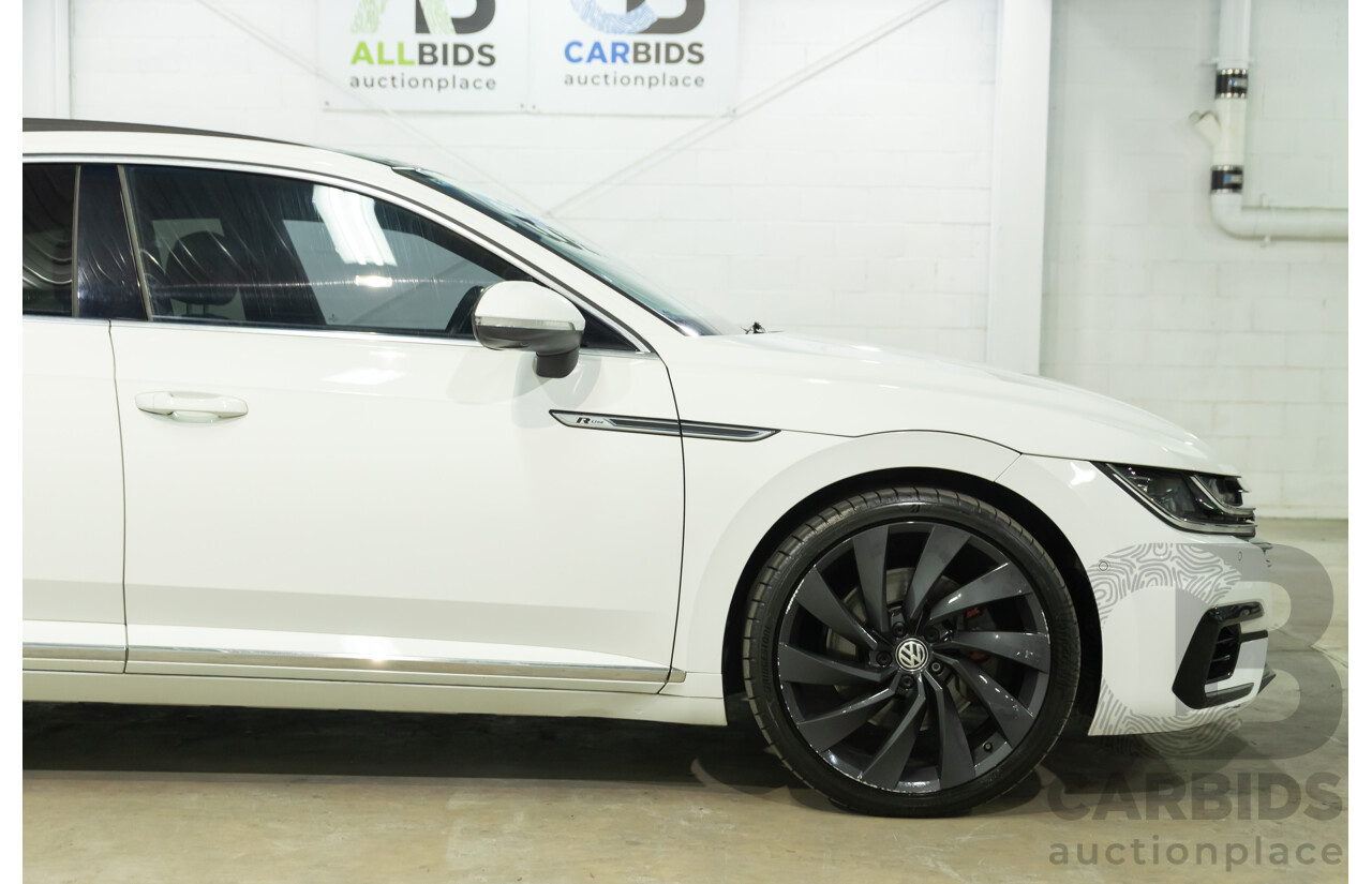 09/2018 Volkswagen Arteon 206TSI R-Line (AWD) MY19 5d Liftback Pure White Turbo 2.0L
