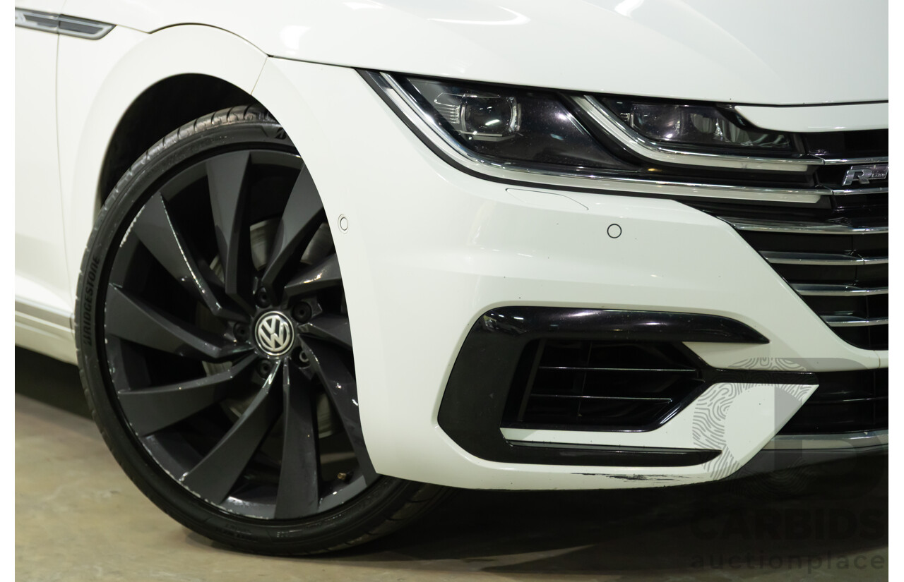 09/2018 Volkswagen Arteon 206TSI R-Line (AWD) MY19 5d Liftback Pure White Turbo 2.0L