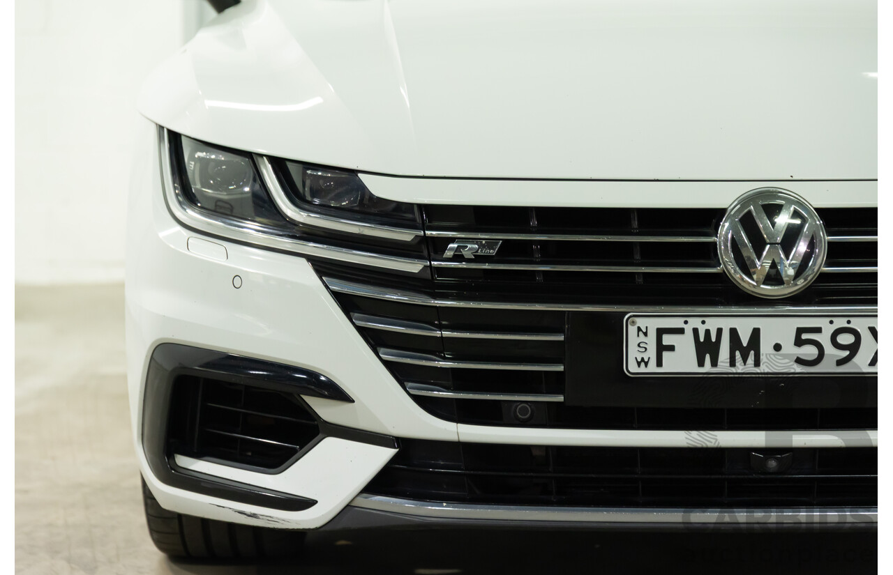 09/2018 Volkswagen Arteon 206TSI R-Line (AWD) MY19 5d Liftback Pure White Turbo 2.0L