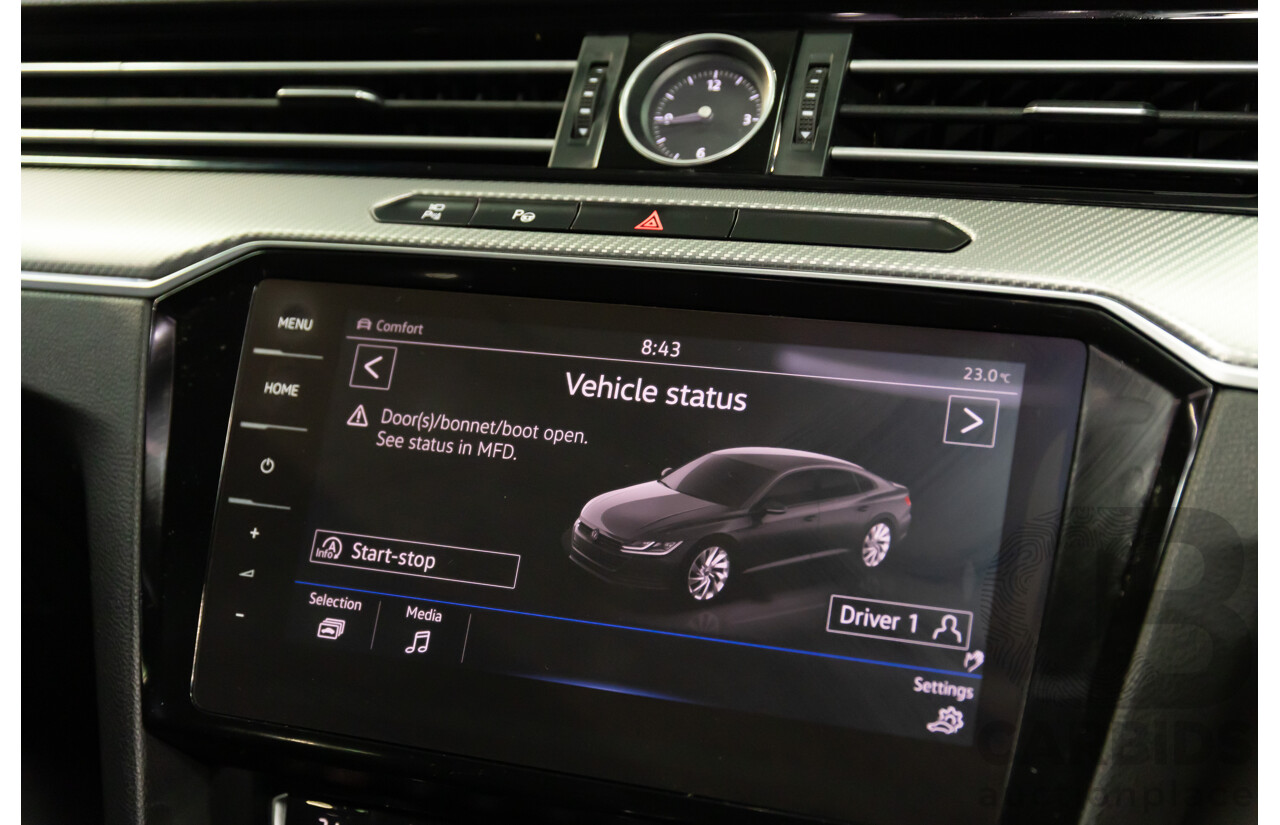 09/2018 Volkswagen Arteon 206TSI R-Line (AWD) MY19 5d Liftback Pure White Turbo 2.0L