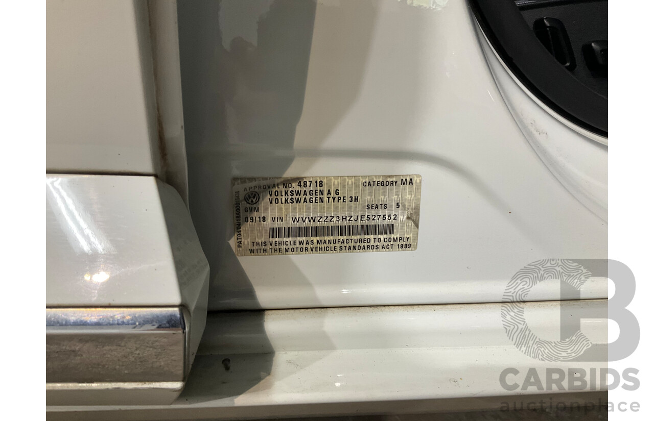 09/2018 Volkswagen Arteon 206TSI R-Line (AWD) MY19 5d Liftback Pure White Turbo 2.0L