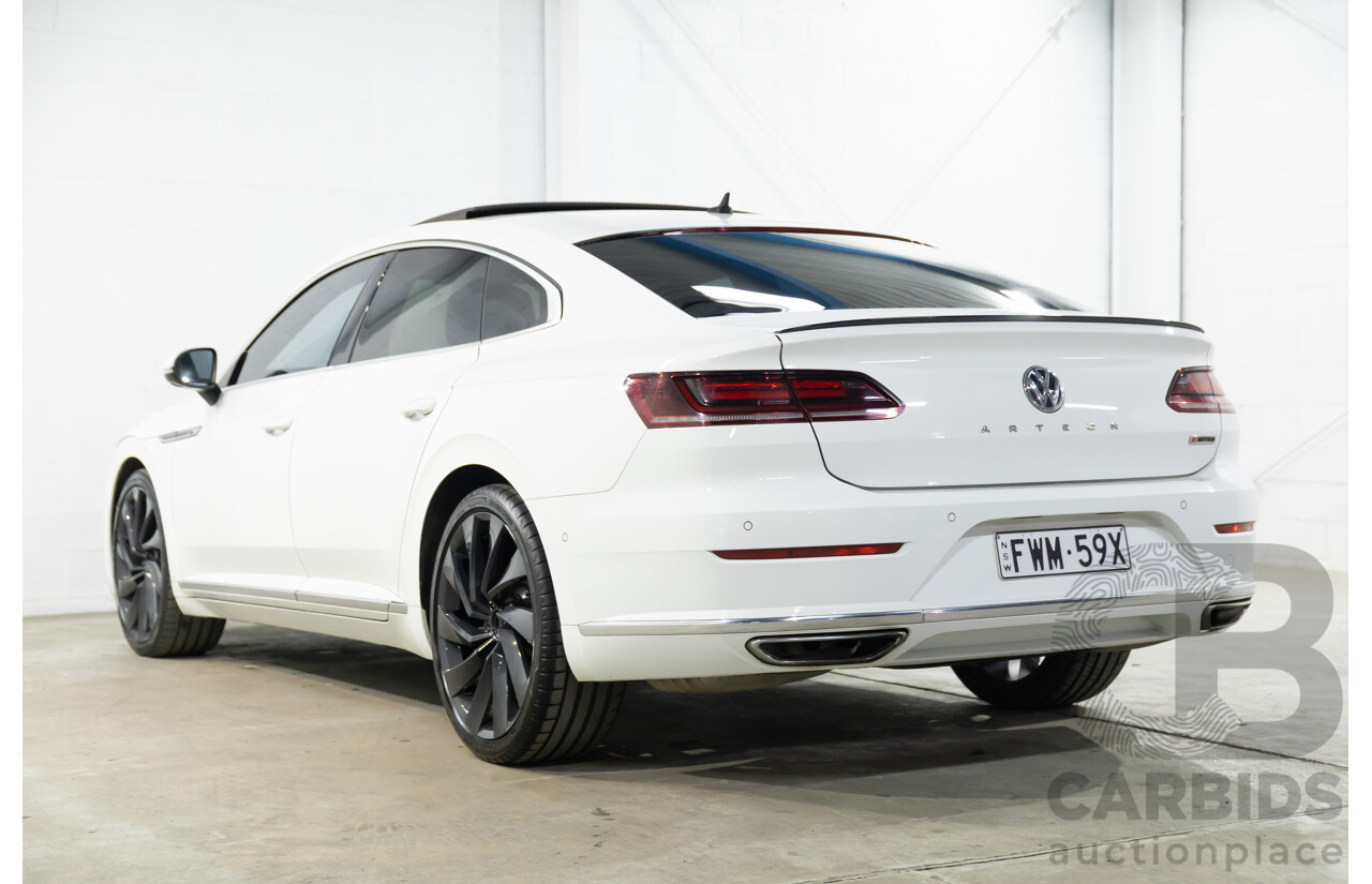 09/2018 Volkswagen Arteon 206TSI R-Line (AWD) MY19 5d Liftback Pure White Turbo 2.0L