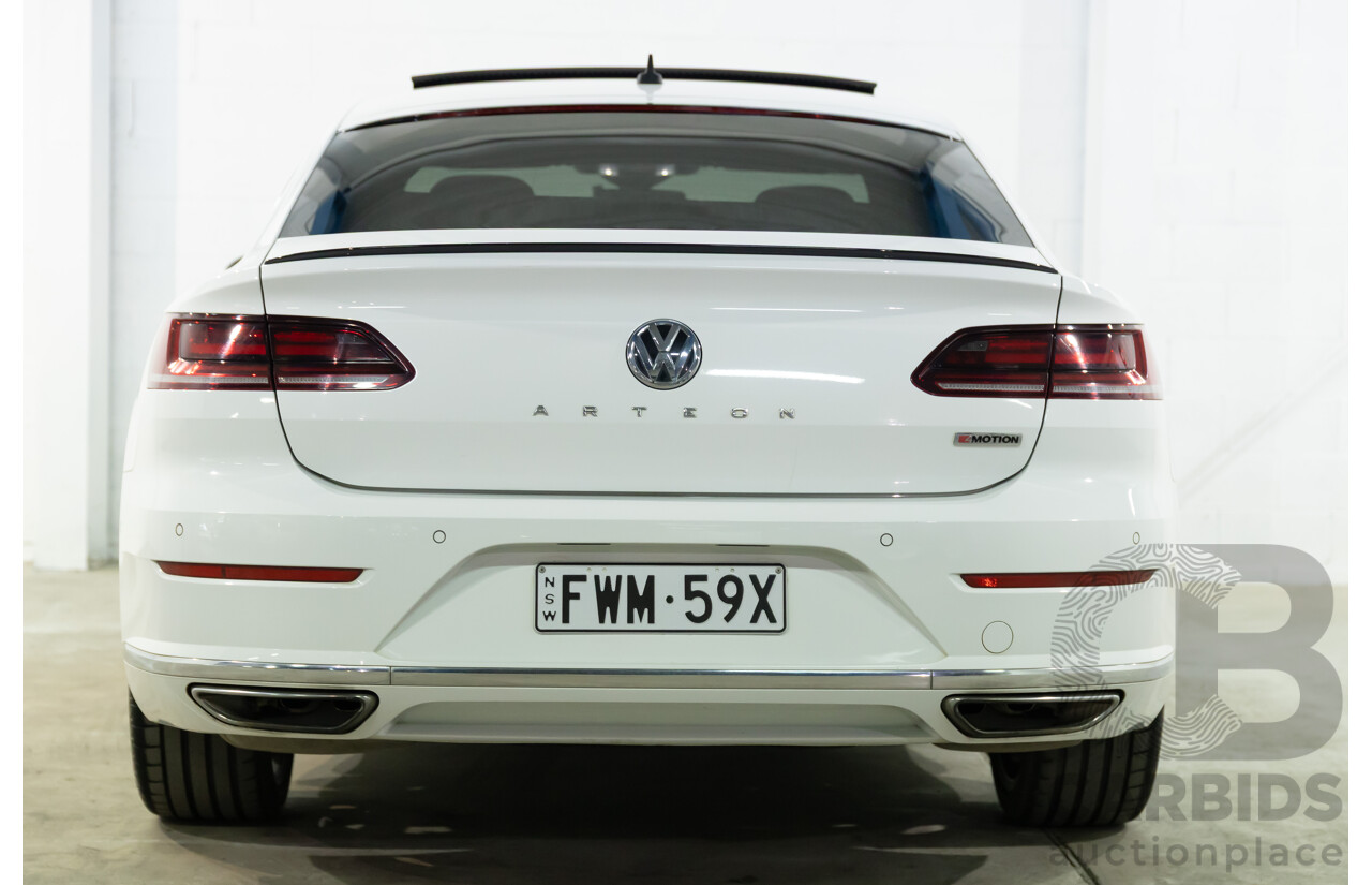 09/2018 Volkswagen Arteon 206TSI R-Line (AWD) MY19 5d Liftback Pure White Turbo 2.0L