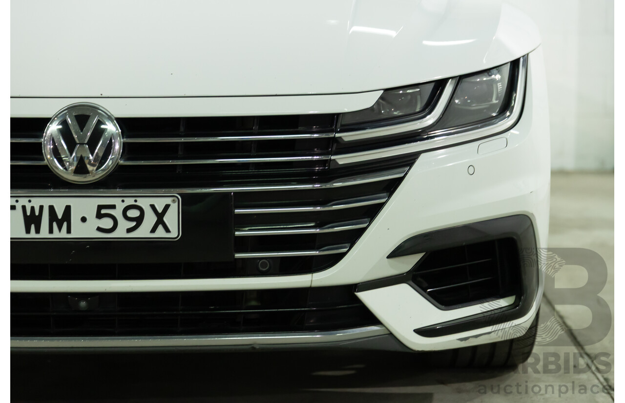 09/2018 Volkswagen Arteon 206TSI R-Line (AWD) MY19 5d Liftback Pure White Turbo 2.0L