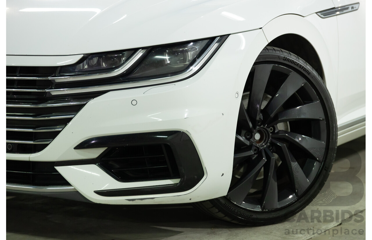 09/2018 Volkswagen Arteon 206TSI R-Line (AWD) MY19 5d Liftback Pure White Turbo 2.0L
