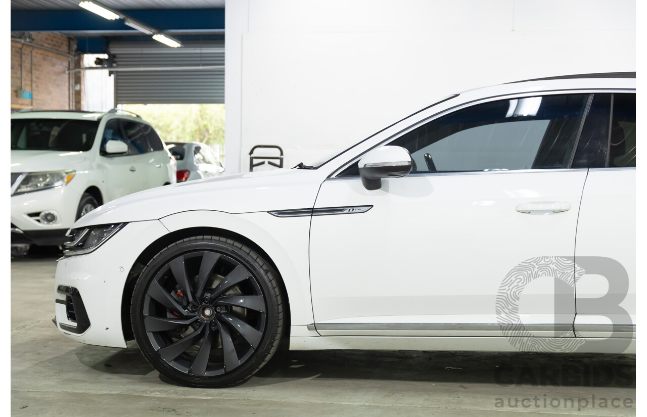09/2018 Volkswagen Arteon 206TSI R-Line (AWD) MY19 5d Liftback Pure White Turbo 2.0L