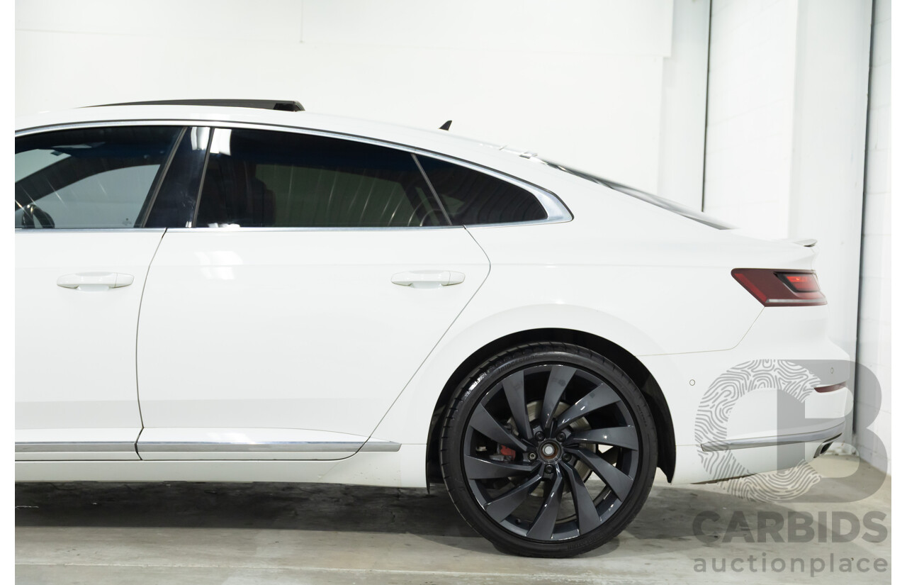 09/2018 Volkswagen Arteon 206TSI R-Line (AWD) MY19 5d Liftback Pure White Turbo 2.0L