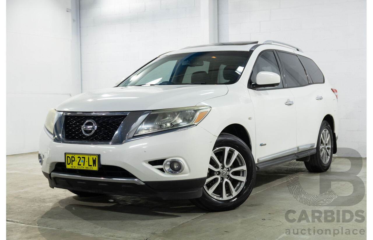 6/2015 Nissan Pathfinder ST-L Hybrid (4x4) R52 MY15 4d Wagon Ivory Pearl Supercharged 2.5L - 15kW Hybrid - 7 Seater