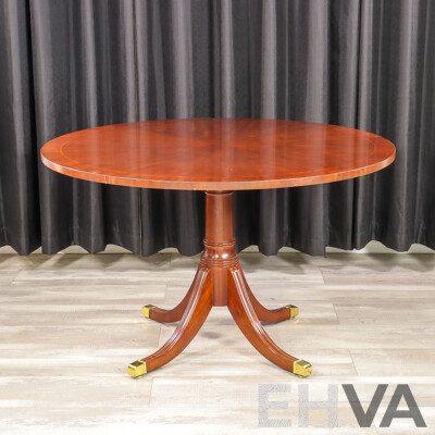 Victorian Style Quarter Veneered Pedestal Dining Table