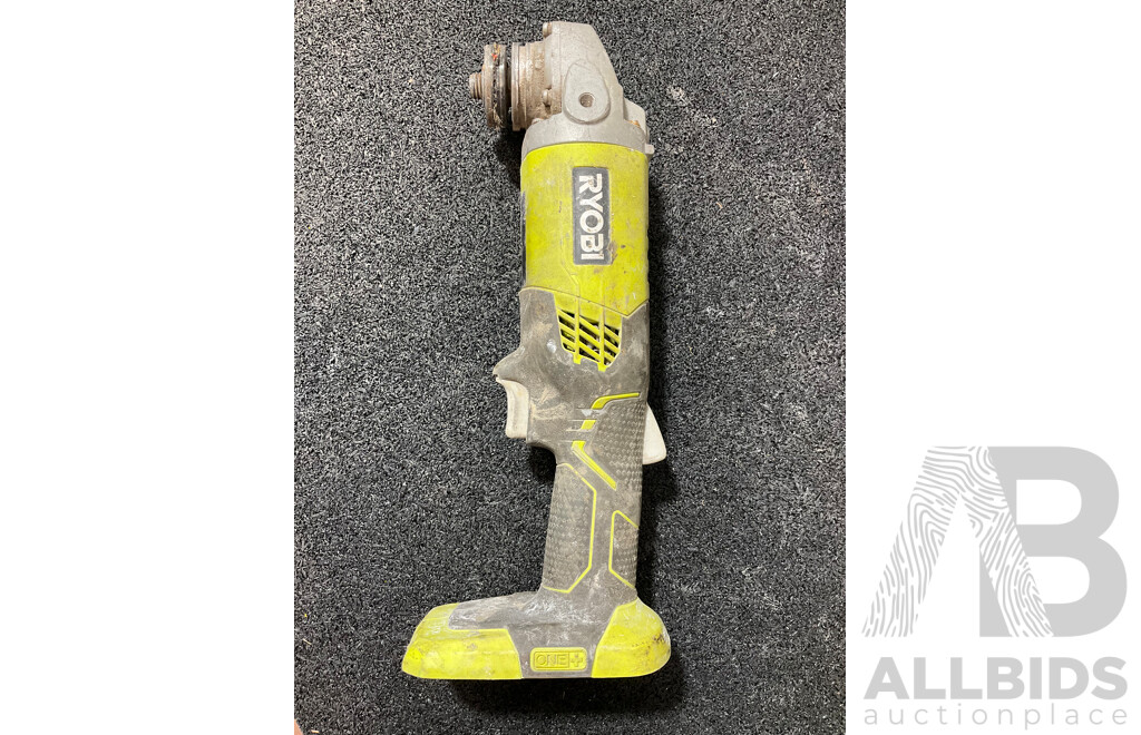 RYOBI One+ 18V Angle Grinder and Reciprocating Saw with Two 5.0Ah Batteries - Lot of 4