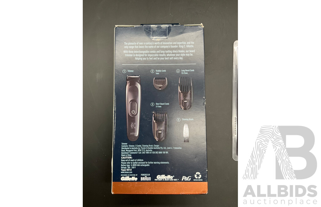KING C. GILLETTE Beard Trimmer Kit, MASTER LOCK Padlock and Cable Lock - Lot of 3