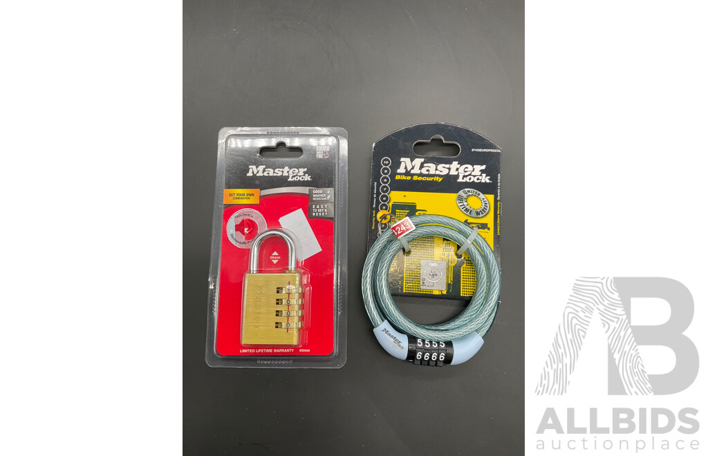 KING C. GILLETTE Beard Trimmer Kit, MASTER LOCK Padlock and Cable Lock - Lot of 3
