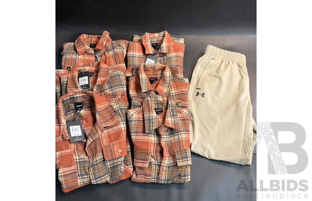 Under Armour Tapered Pants Size M & Six of St Goliath Kids Barrel Shacket - Lot of 7