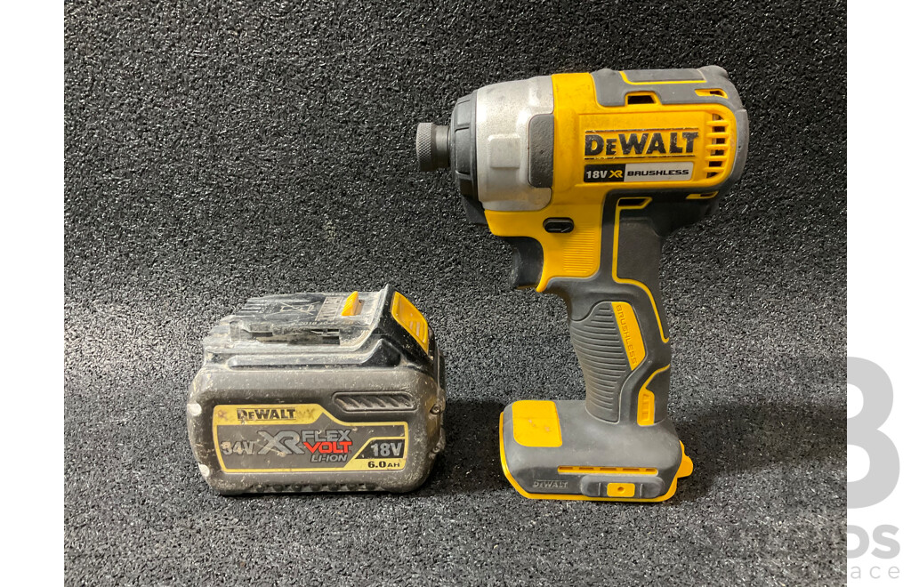 DeWALT 18V XR Brushless Impact Driver (DCF787) with 6.0Ah Battery - Lot of 2