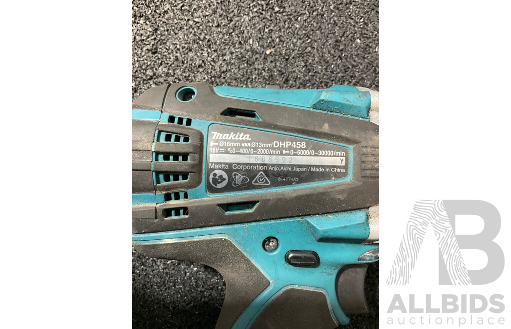 MAKITA 18V LXT Hammer Drill Driver (DHP458) with 3.0Ah Battery - Lot of 2