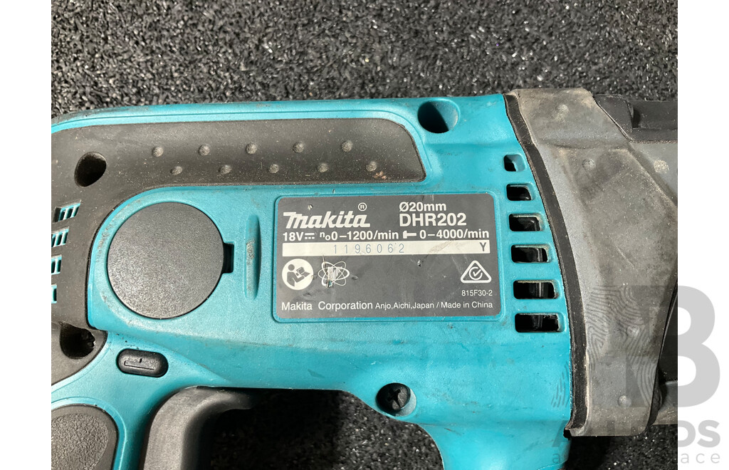 MAKITA 18V LXT Rotary Hammer Drill (DHR202) with 6.0Ah Battery - Lot of 2