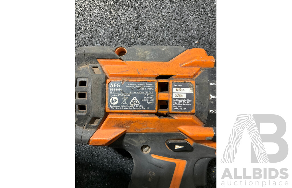 AEG 18V Fusion Brushless Hammer Drill (BSB18BL) with 6.0Ah Battery - Lot of 2