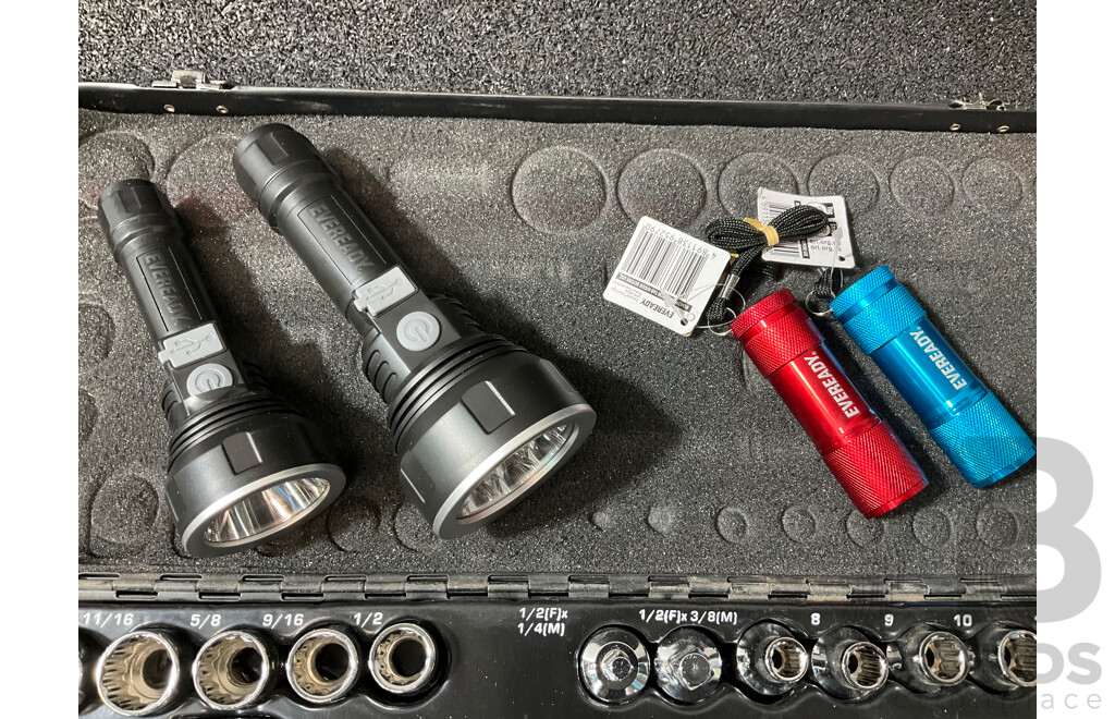 TROJAN Socket Set and Assorted Torches - Lot of 5