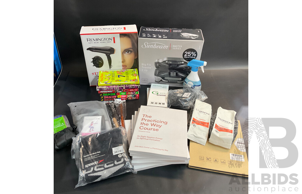 Mixed Lot - Assorted Household Items Included Sunbeam Toaster, Remington Hair Dryer and More