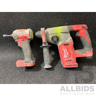MILWAUKEE FUEL 18V Impact Driver and Rotary Hammer - Lot of 2