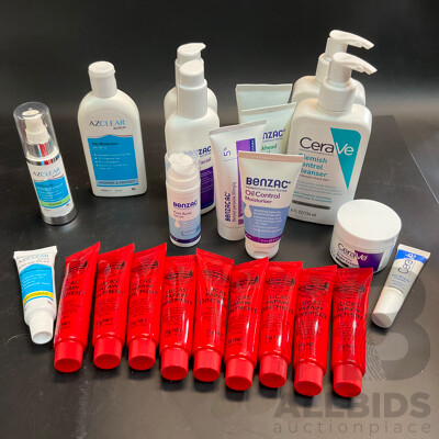 Assorted Skincare Products Included CeraVe, AZclear, Benzac and Luca's Papaw Ointment - Lot of 23