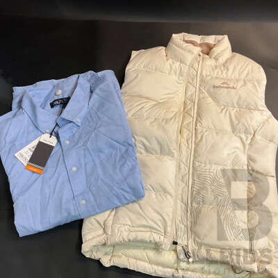 Nautica Long Sleeve Size L Men's Shirt & Kathmandu Women's Size 6 White Vest