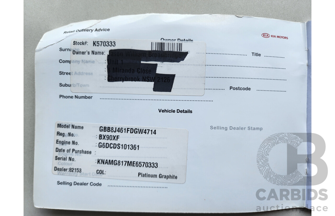 1/2014 Kia Grand Carnival S VQ MY14 4d Wagon Grey 3.5L