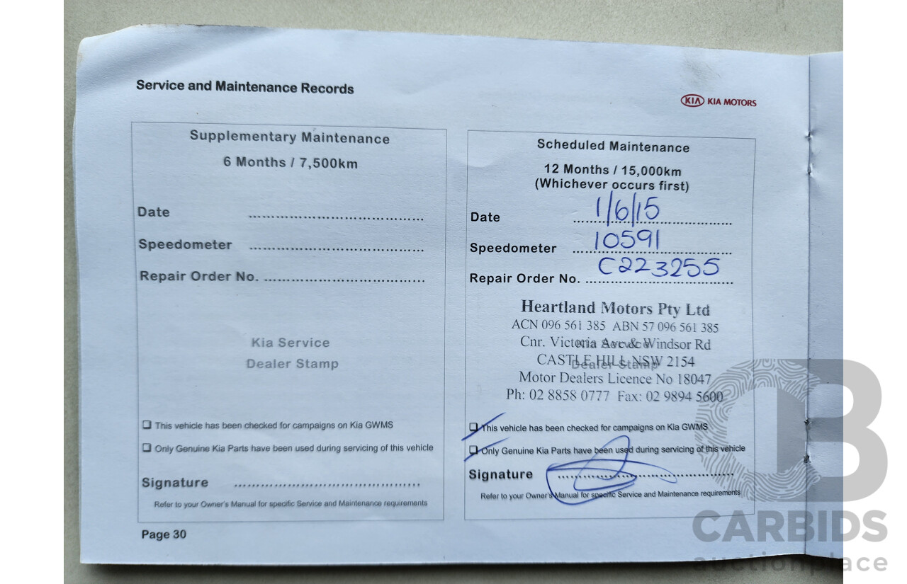 1/2014 Kia Grand Carnival S VQ MY14 4d Wagon Grey 3.5L