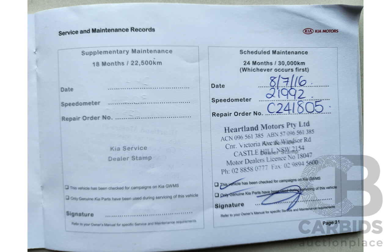 1/2014 Kia Grand Carnival S VQ MY14 4d Wagon Grey 3.5L