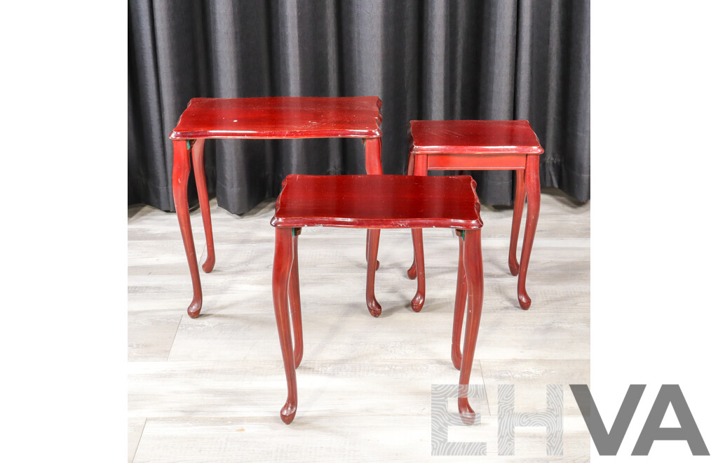 Nest of Three Queen Anne Style Side Tables