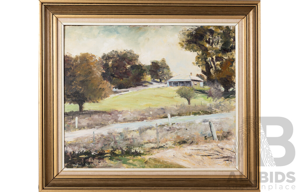 Heather Black(?) (20th Century), Barry Woods Cottage - Laggan, Wonderful Original Vintage Oil on Canvas Board, 50 x 58 cm (frame)