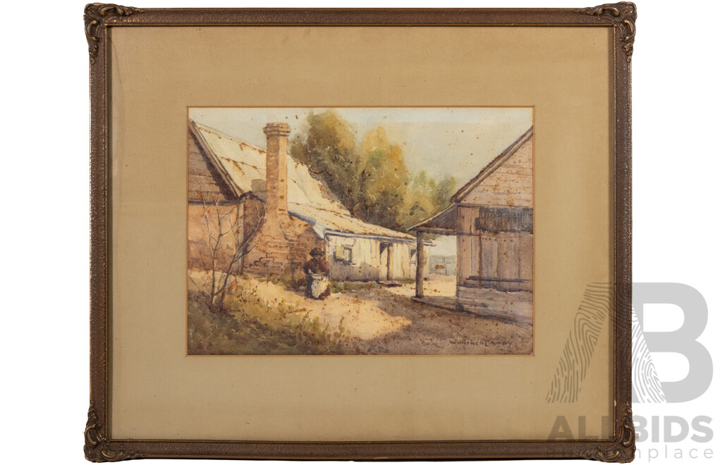 Winifrid Caddy, (19/20th Centuries, Australian, 1884-?, Old Home Pennant Hills, Wonderful Original Antique Watercolour, 50 x 60 cm (frame)
