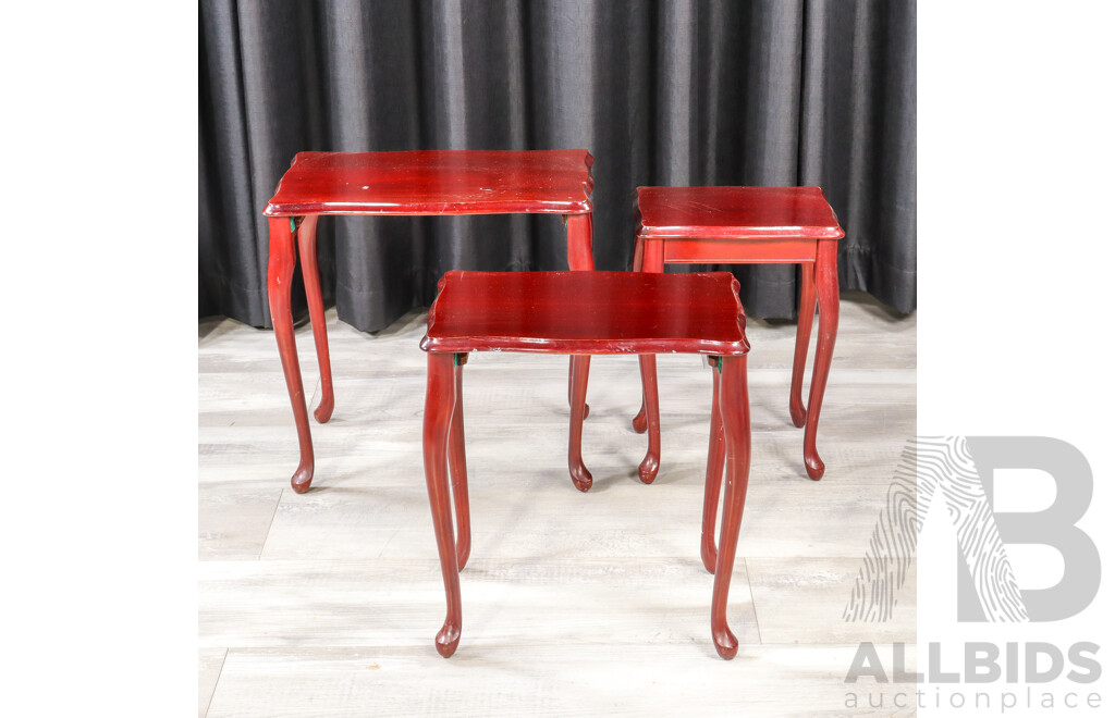 Nest of Three Queen Anne Style Side Tables