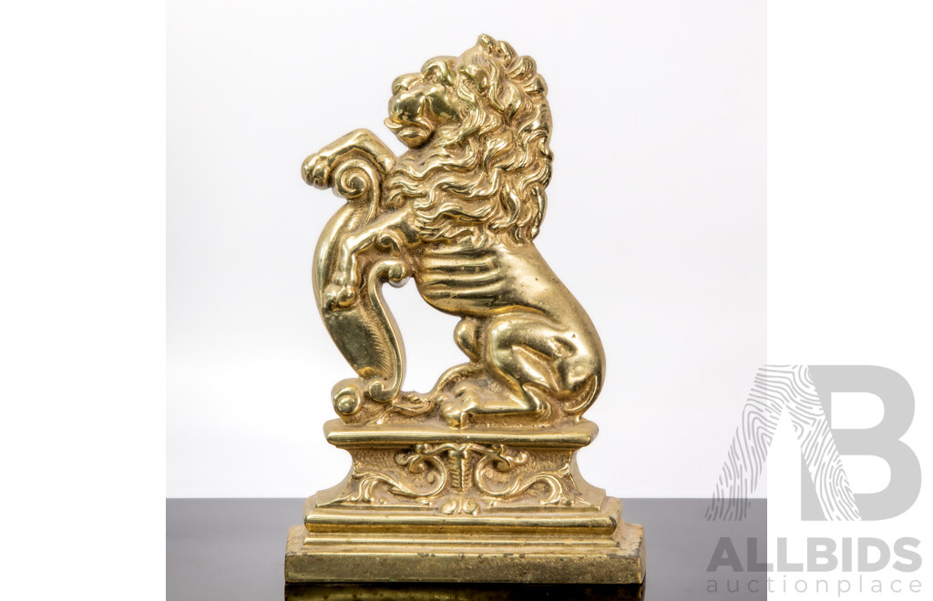Victorian Brass Lion Form Doorstop
