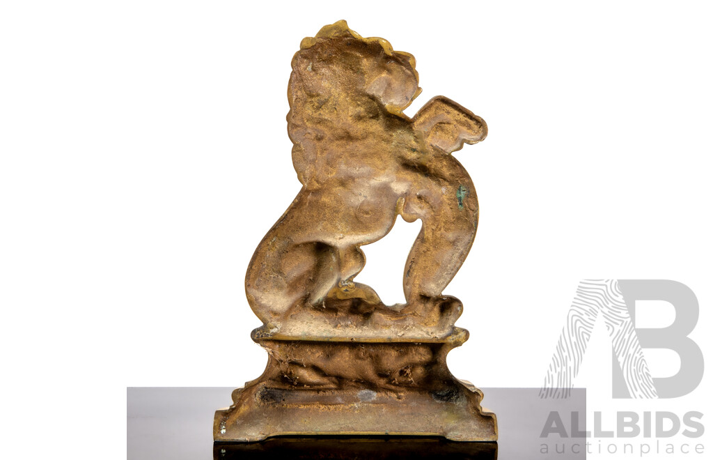 Victorian Brass Lion Form Doorstop
