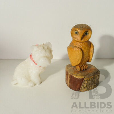 Candle Dog and Wooden Owl