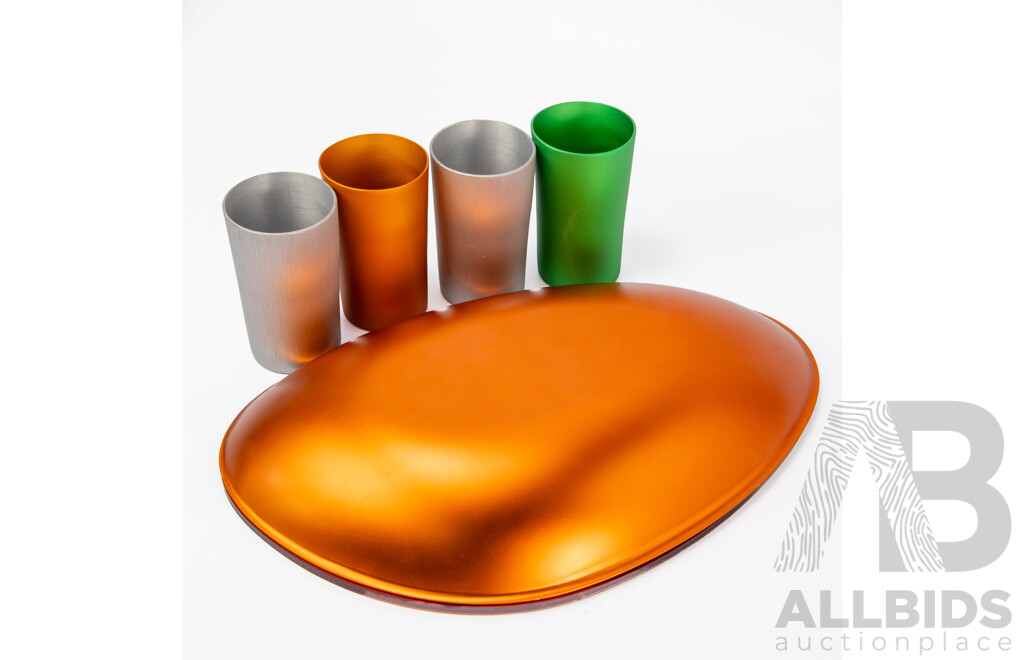 Set Four Australian Made Fink & Co Matt Beakers Designed by Robert Foster and Fink & Co Rockpool Bowl