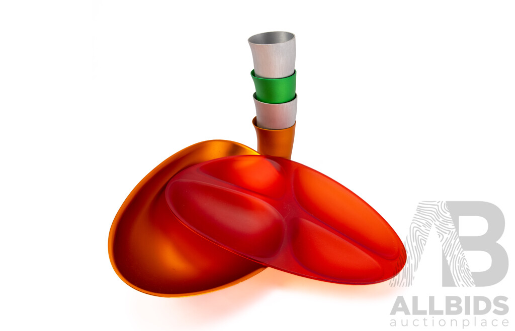 Set Four Australian Made Fink & Co Matt Beakers Designed by Robert Foster and Fink & Co Rockpool Bowl