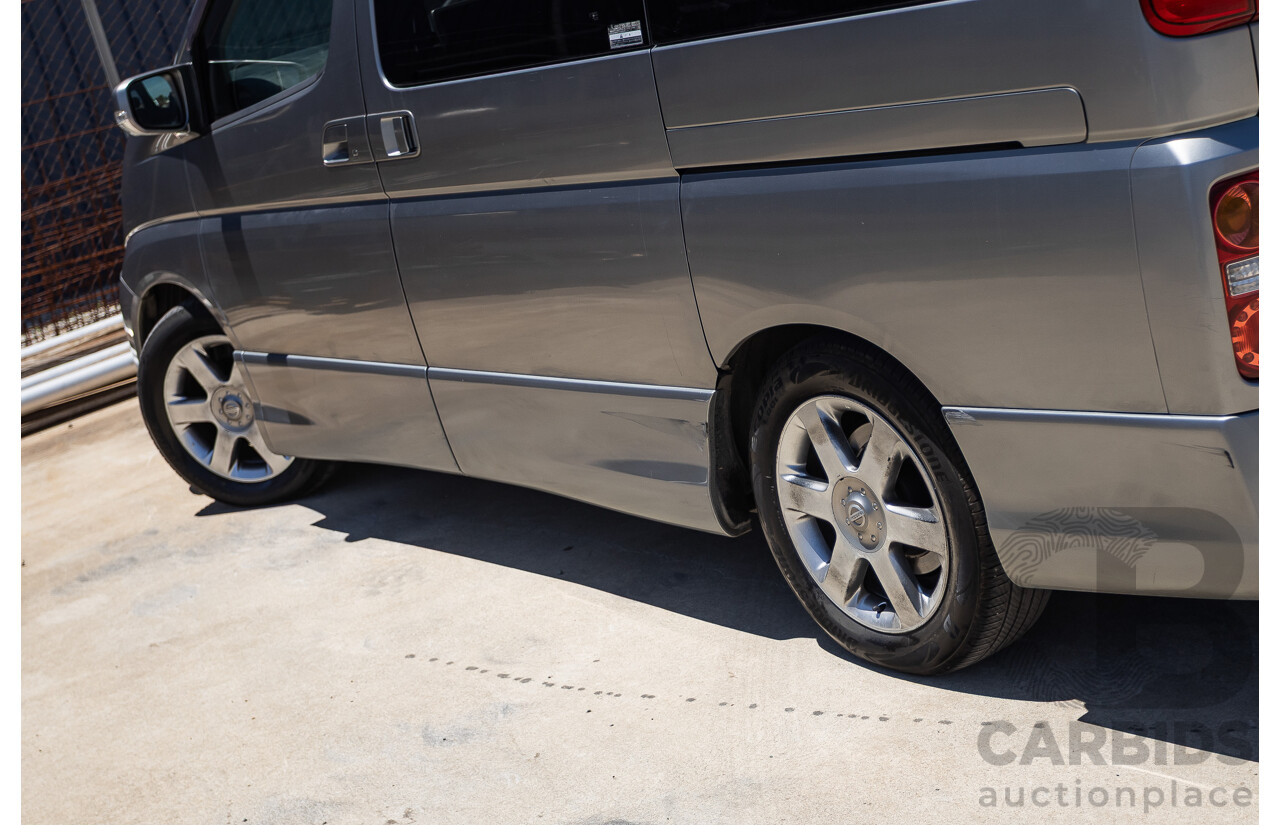 11/2004 Nissan Elgrand E51 Highway Star 4D Wagon Grey 3.5L - 4/2022 Import