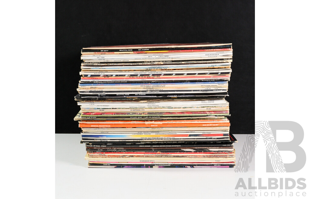 Crate of Various Popular Music LPs