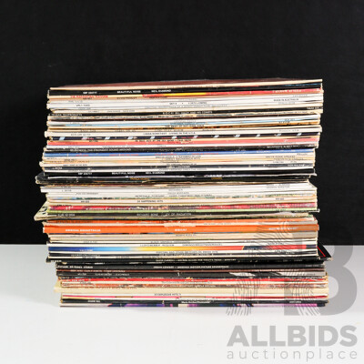 Crate of Various Popular Music LPs