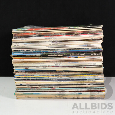 Crate of Various Popular Music LPs