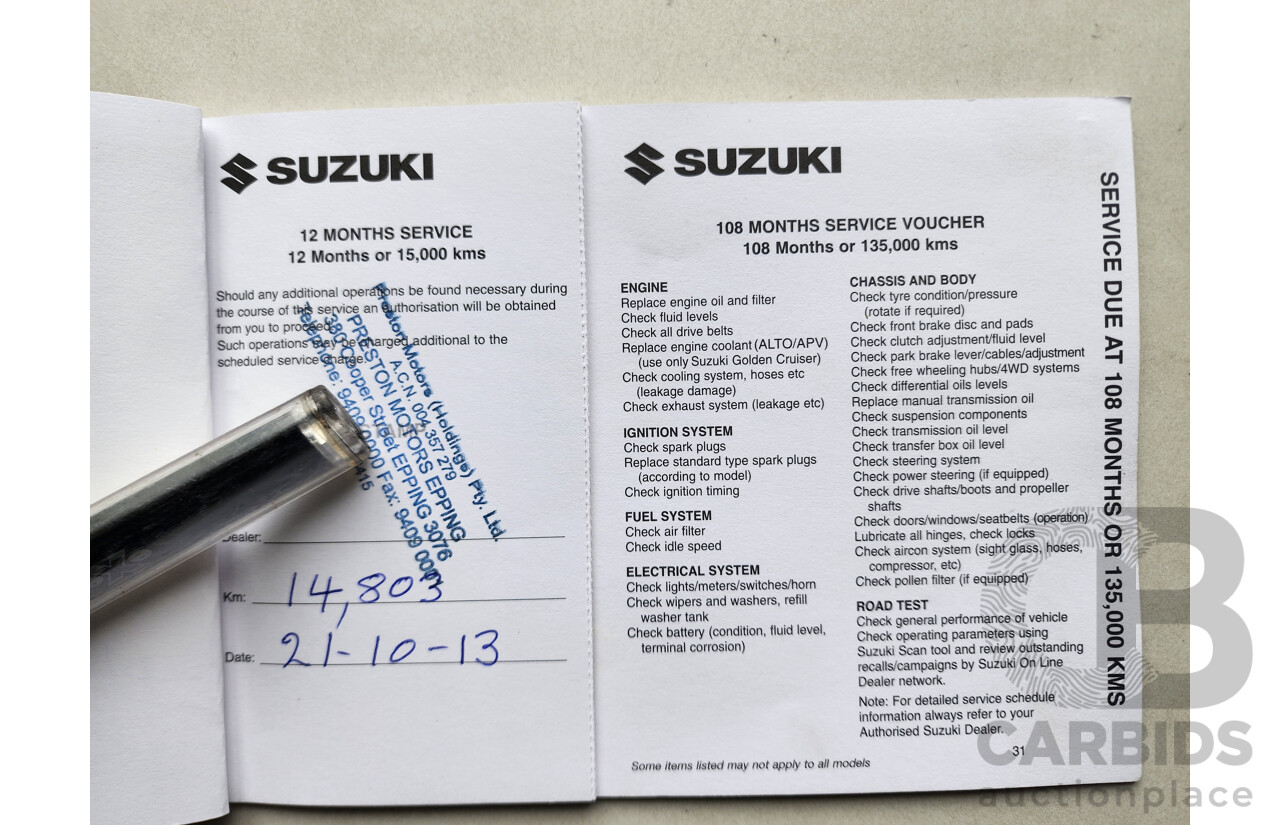 12/2012 Suzuki Swift GL FZ 5d Hatchback Red 1.4L