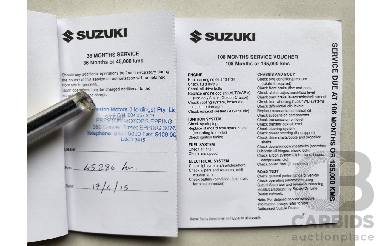 12/2012 Suzuki Swift GL FZ 5d Hatchback Red 1.4L