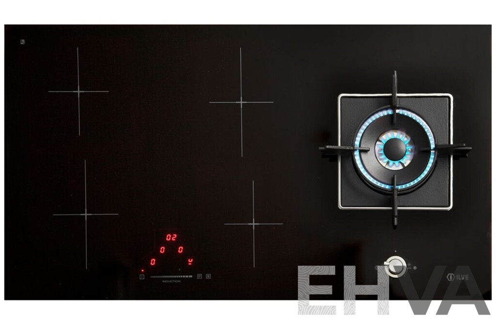 ILVE (ILBV941), 90cm Hybrid Induction Cook-top with Natural Gas Wok - RRP $2464.00