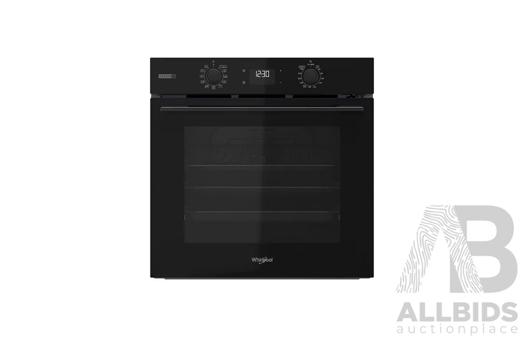 Whirlpool (W4OMSK58RU1SBA) 60cm Multi-function Gentle Steam & Pyrolytic Oven in Black - RRP $1579.00