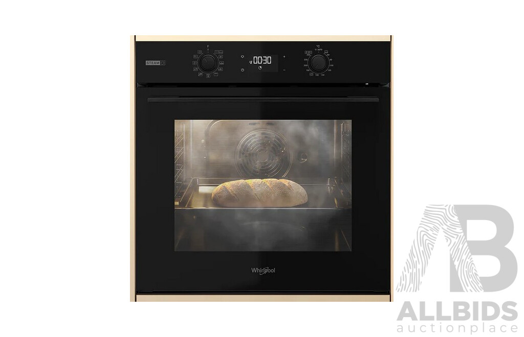 Whirlpool (W4OMSK58RU1SBA) 60cm Multi-function Gentle Steam & Pyrolytic Oven in Black - RRP $1579.00
